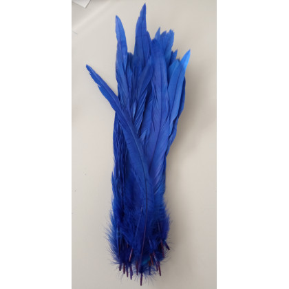 Kohoutí peří barvené 20-30 cm, barva modrá 